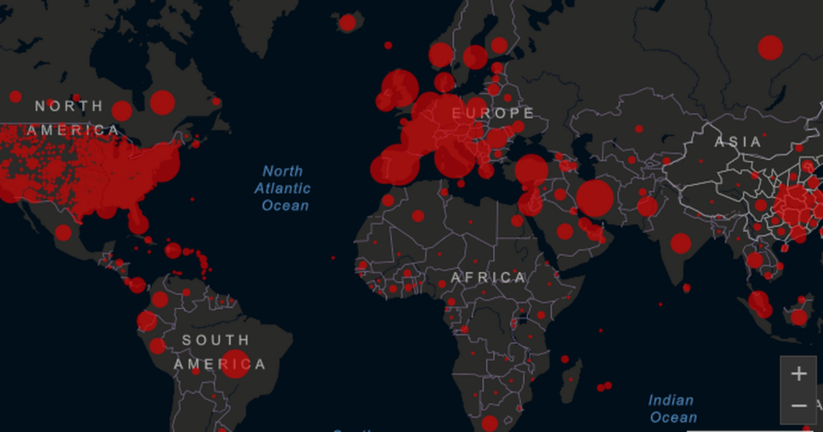 Mapa mundial de casos de COVID-19