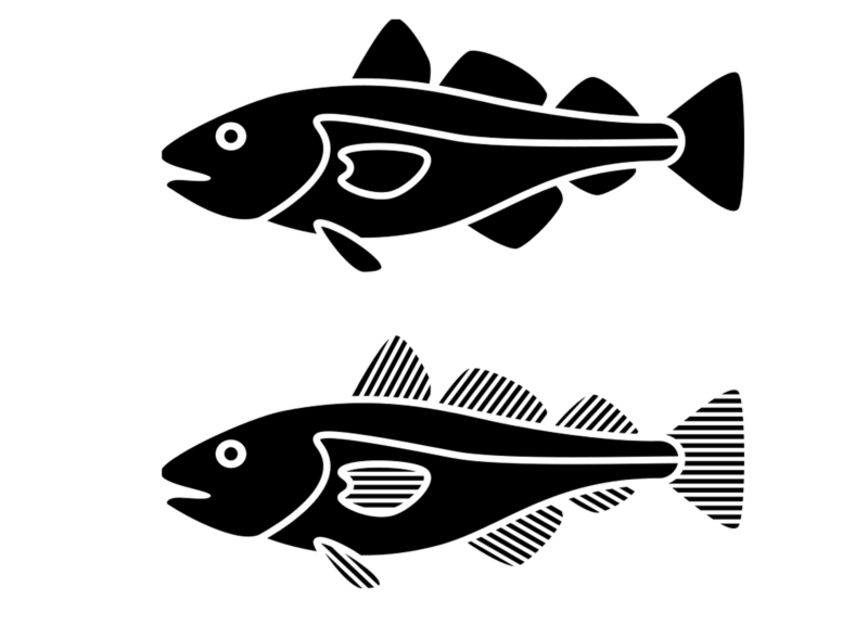 Icono de bacalao en plano general