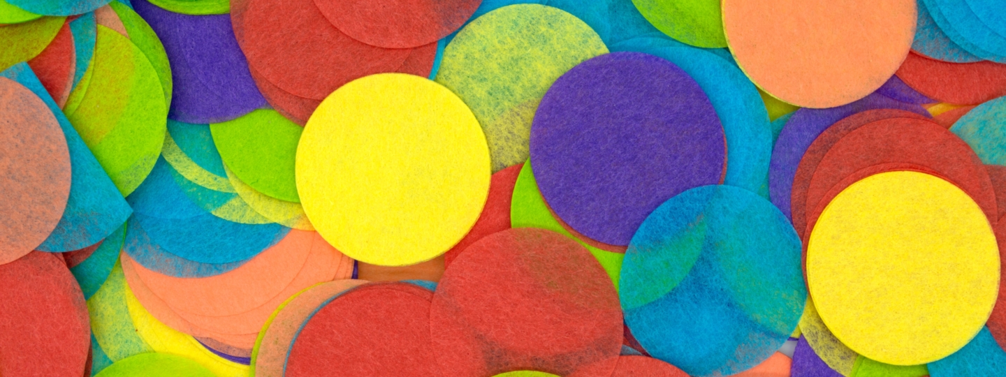 Close up of bright round confetti