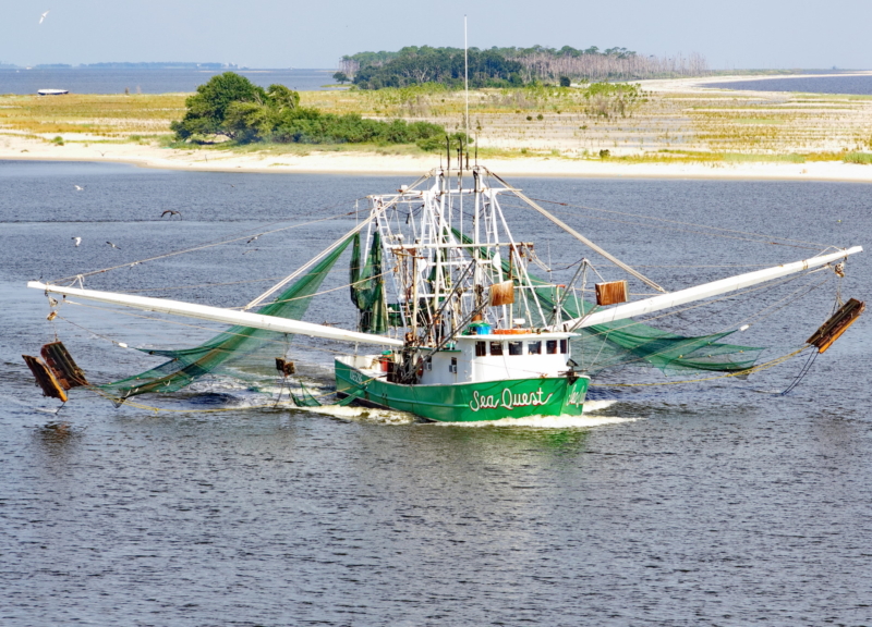 メキシコ湾のエビ漁船