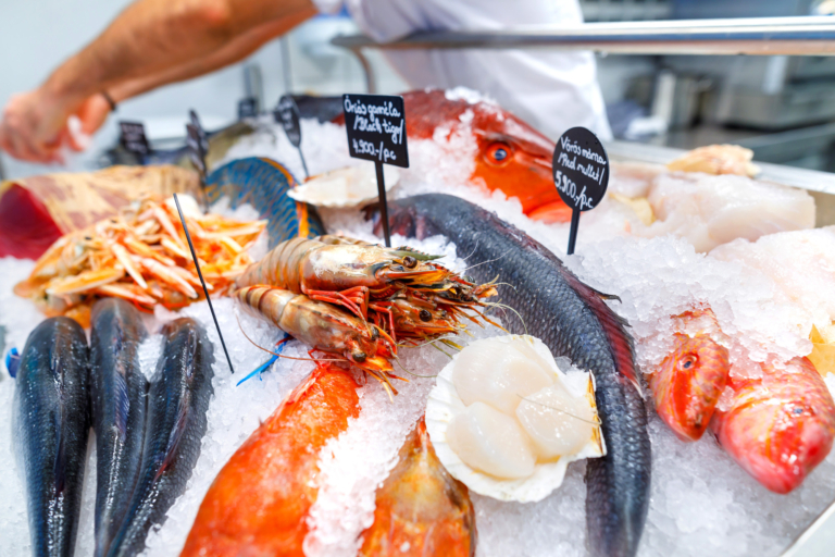 mixed seafood at supermarket
