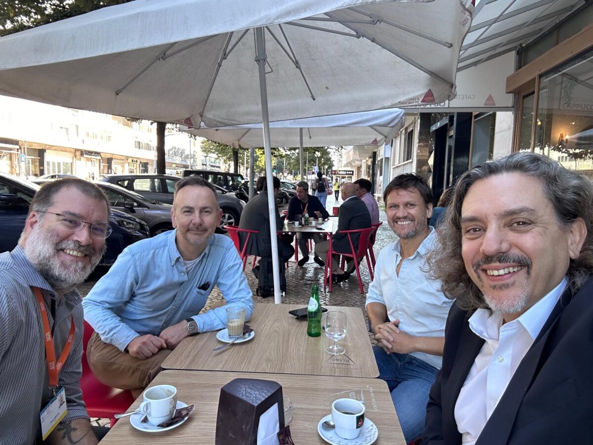 SFP's Dave Martin, Paul Bulcock, Pedro Veiga, and Jim Cannon having lunch at the 2024 IFFO Annual Conference