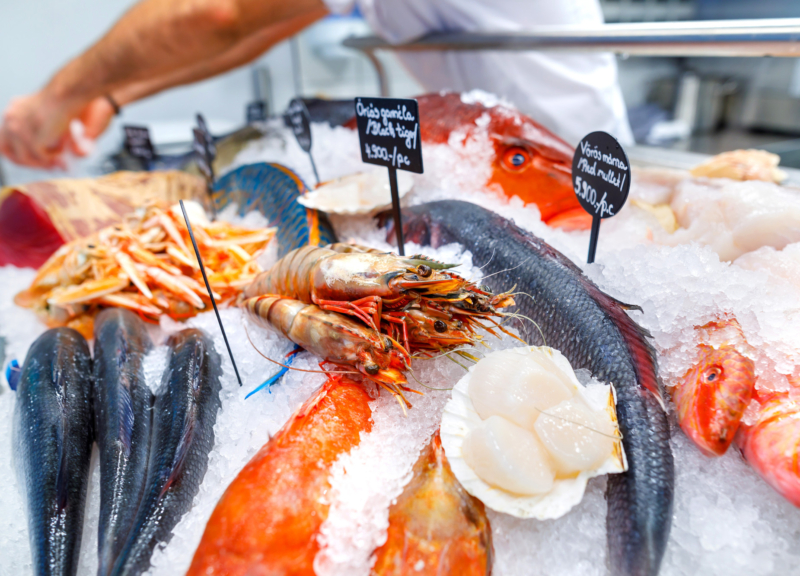 mixed seafood at supermarket