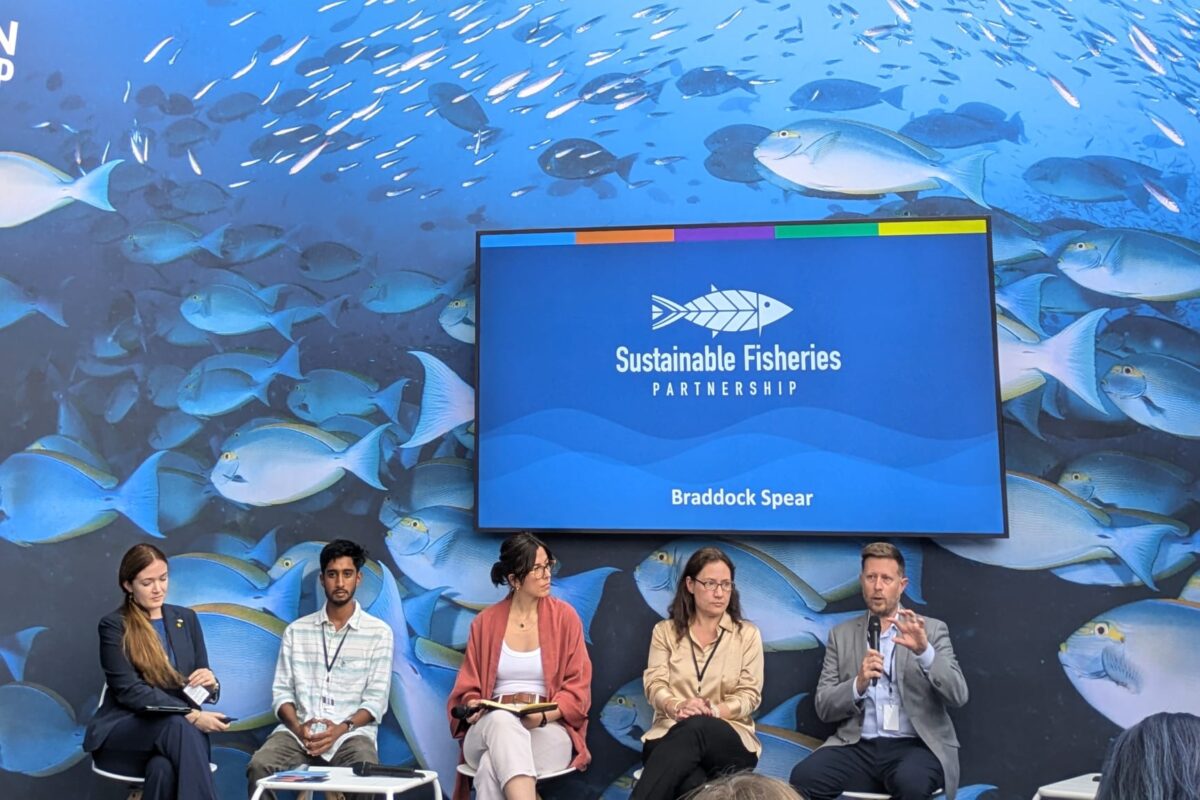 Brad Spear speaking as part of a panel at the 2025 UN Oceans Conference in Nice, France