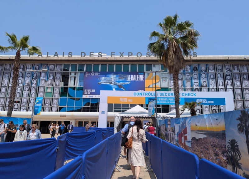 View from outside the conference center at the 2025 UN Oceans Conference in Nice, France