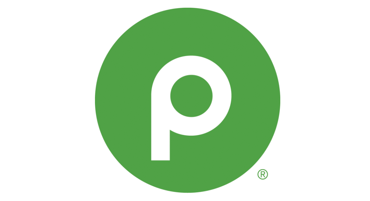 Publix Super Markets logo showing a white letter p on a bright green circle