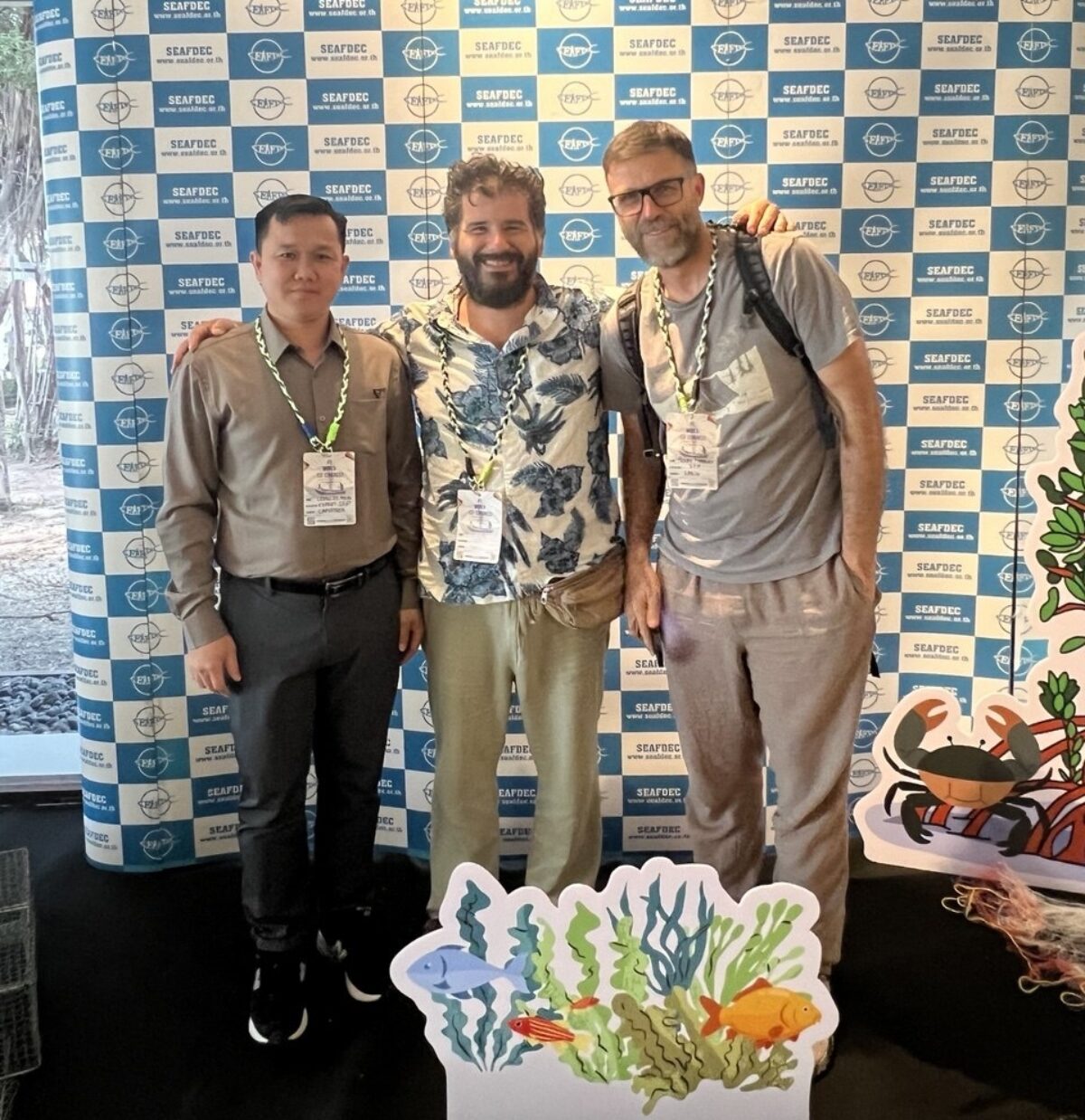 Leang On Pong, Miguel Andreu-Cazenave, and Pedro Ferreiro at the World Small Scale Fishing Congress