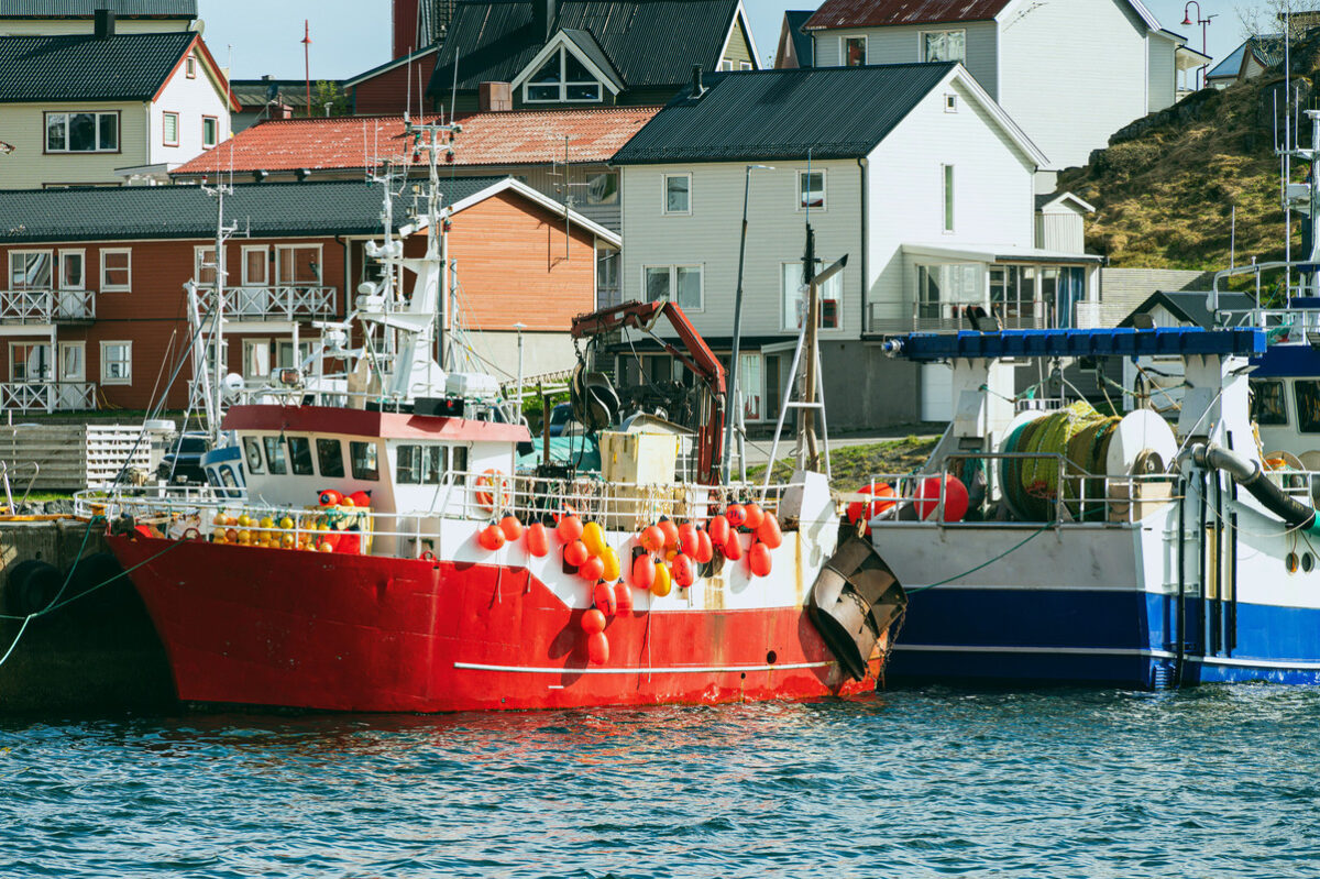 Fishing boat in Norway with red hull