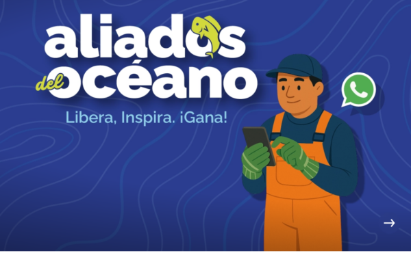 Ocean allies logo showing a drawing of a fisherman submitting a video