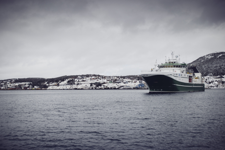 Ocean Choice International's tuna fishing vessel, Calvert, heading out to sea
