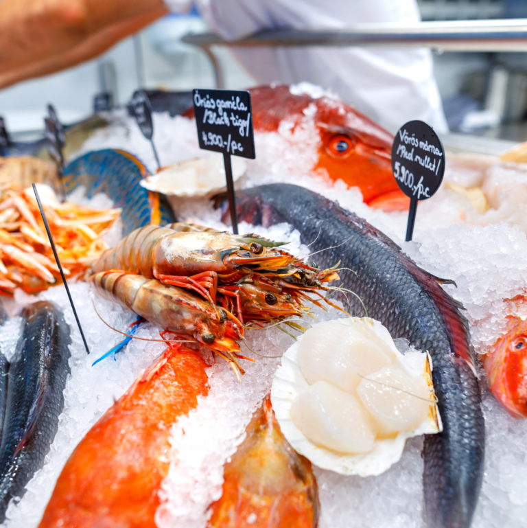 mixed seafood at supermarket